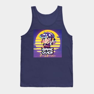 Japanese vaporwave sad anime girl game over Tank Top